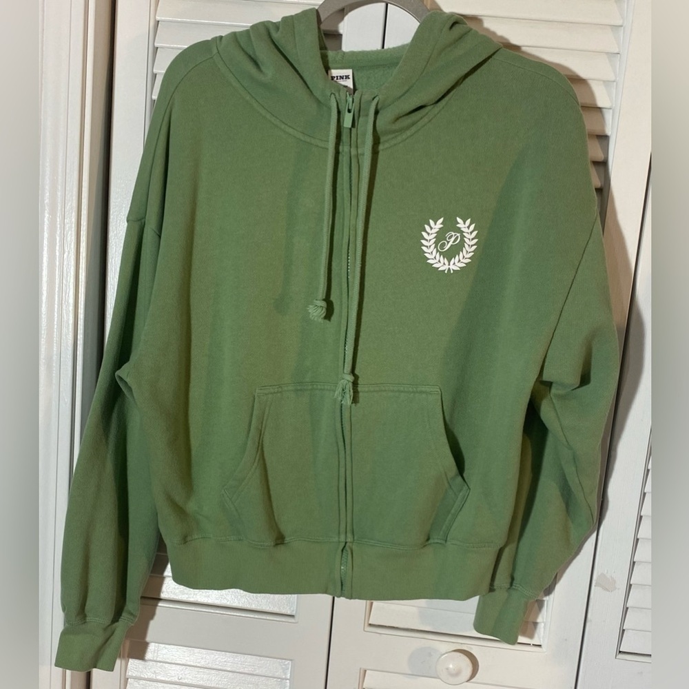 Victoria’s Secret PINK Ivy Full Zip Drawstring Hoodie, Size XS, Pockets